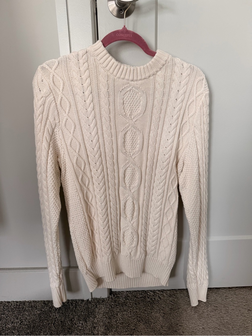 LL Bean Cream Cable Knit Men’s Sweater Size Small